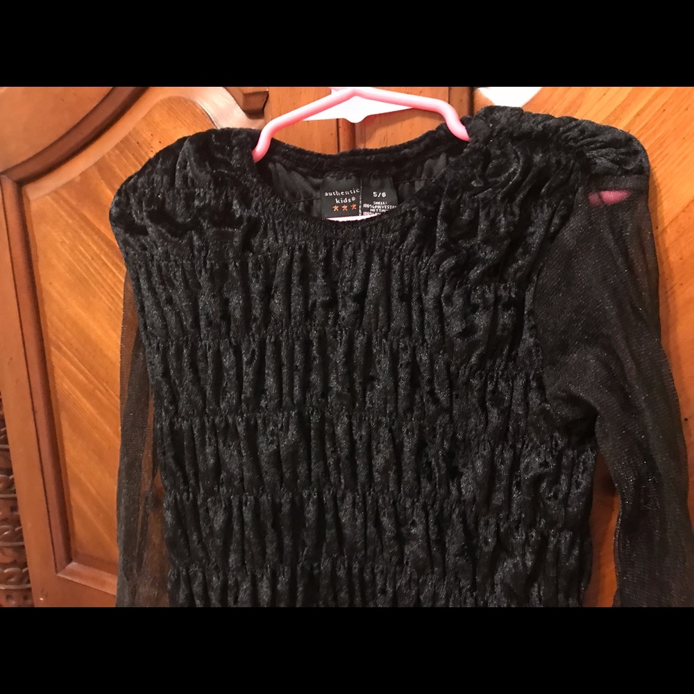 Authentic 🎃 Kids Frankenstein bride Black Shimmer Chiffon Dress sz 5/6